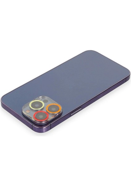 Bfs iPhone 14 Pro Max Renkli Kamera Lens Koruma Cam - Turuncu-Kırmızı fiyatları