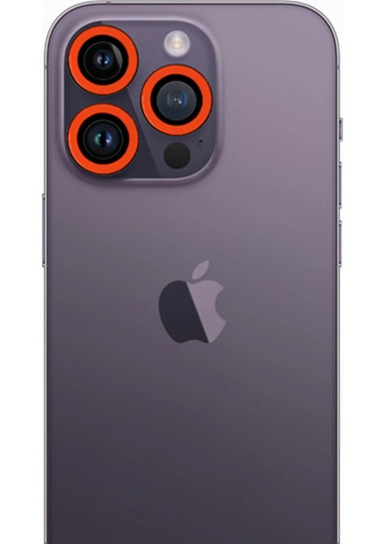 Bfs iPhone 12 Pro Neon Fosforlu Kamera Lens - Turuncu