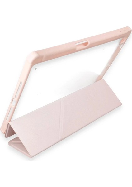 Bfs iPad 10.2 (8.nesil) Kılıf Kalemlikli Hugo Tablet Kılıfı - Rose Gold