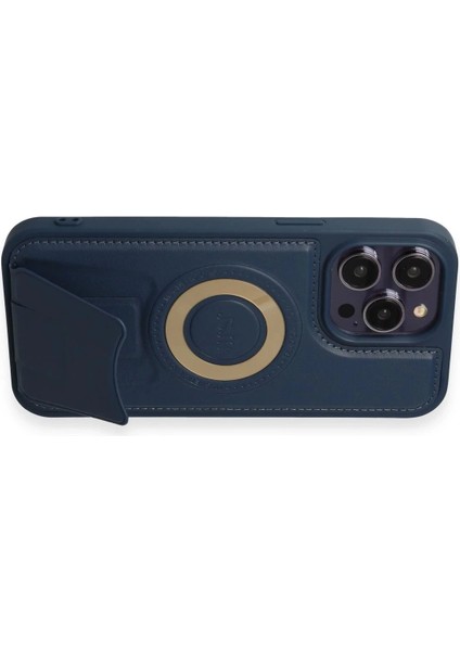 Bfs iPhone 14 Pro Kılıf Merkür Magneticsafe Standlı Kapak - Lacivert modelleri