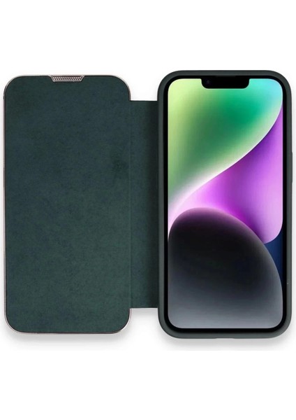 Bfs iPhone 14 Pro Max Kılıf Dolpin Kapaklı - Koyu Yeşil