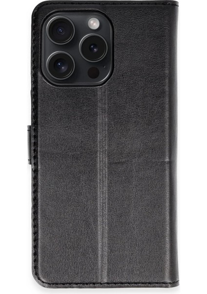 iPhone 15 Pro Max Kılıf Trend S Plus Kapaklı Kılıf - Siyah