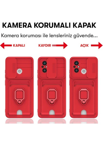 Bfs Xiaomi Redmi 12C Kılıf Zuma Kartvizitli Yüzüklü Silikon - Siyah