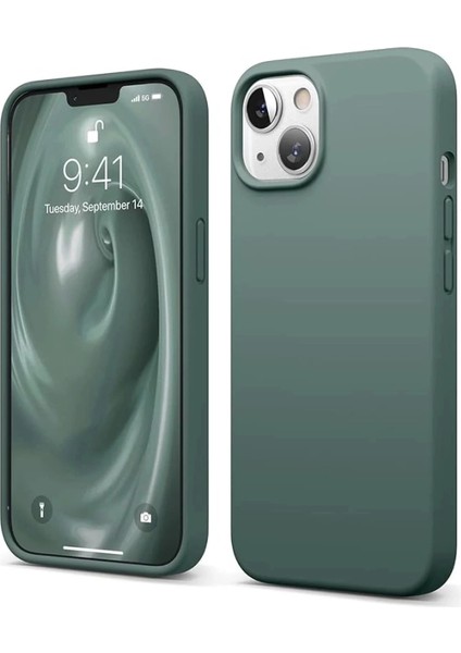iPhone 14 Kılıf First Silikon - Koyu Yeşil