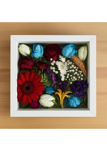 Gerçek Camlı Derin Anı Çerçevesi 25X25 cm | Hatıra, Gül ve Obje Kutusu | Dekoratif Ahşap Anı Çerçevesi | 3D Anı Kutusu modelleri