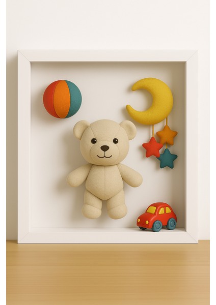 Gerçek Camlı Derin Anı Çerçevesi 25X25 cm | Hatıra, Gül ve Obje Kutusu | Dekoratif Ahşap Anı Çerçevesi | 3D Anı Kutusu