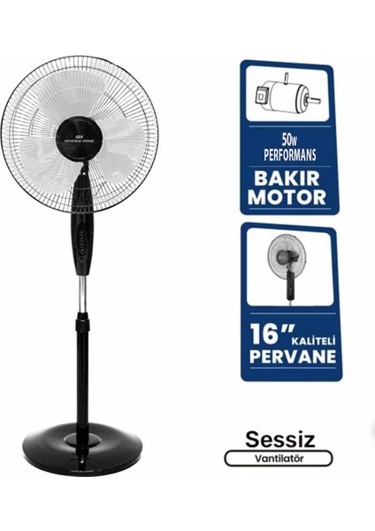 Oda Serinletici Vantilatör Sessiz Çalışma 3 Kanatlı Pervane Devrilmez Ayaklı Ayarlanabilir 16'' 50W modelleri