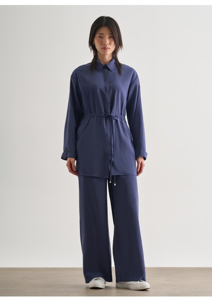Gömlek Yaka Düz Indigo Kadın Tunik M2MZ1030210216