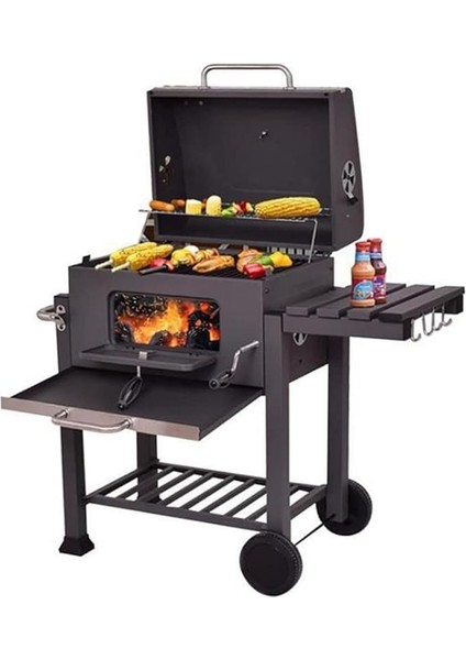 Flextaıl Memphis Fırınlı Mangal Kömürlü Mangal & Fırınlı Barbekü Paslanmaz Çelik Katlanır Ayaklı