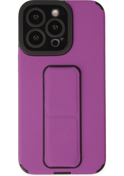iPhone 13 Pro Max Kılıf Mega Standlı Silikon - Mor