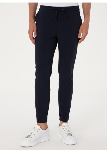 Bağlamalı Bel Normal Paça Comfort Fit Lacivert Erkek Pantolon Abel