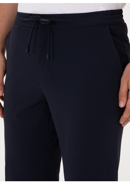Bağlamalı Bel Normal Paça Comfort Fit Lacivert Erkek Pantolon Abel fırsatları