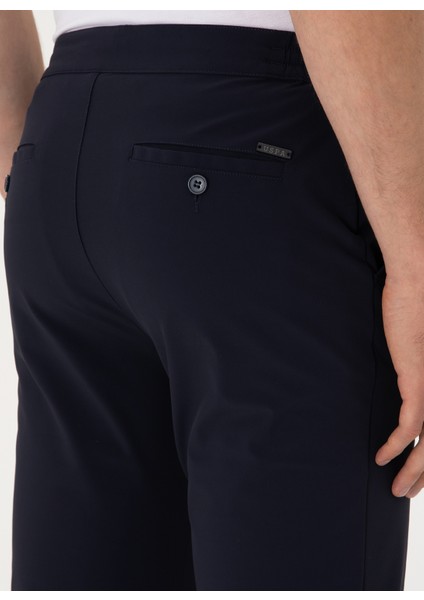Bağlamalı Bel Normal Paça Comfort Fit Lacivert Erkek Pantolon Abel indirimleri