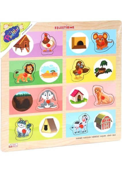 Bfs Nessiworld ONY-363-364 Ahşap Tutmalı Eşleştirme Hangi Hayvan Nerede Yaşar -Onyıl modelleri