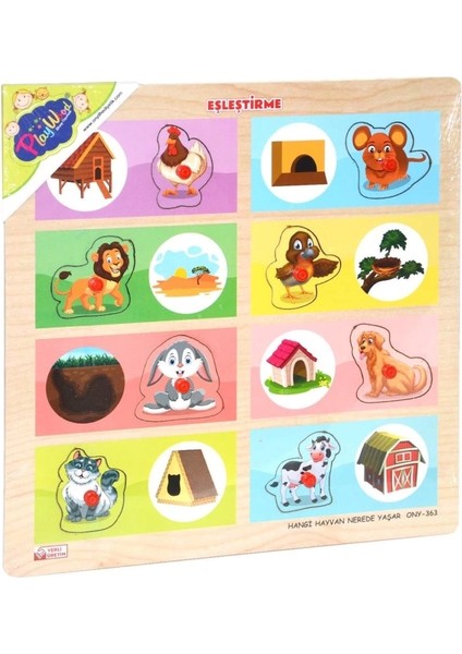 Bfs Nessiworld ONY-363-364 Ahşap Tutmalı Eşleştirme Hangi Hayvan Nerede Yaşar -Onyıl indirimleri