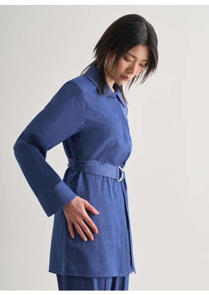 Normal Gömlek Yaka Düz Indigo Kadın Gömlek M2MZ1030210220 fiyatları