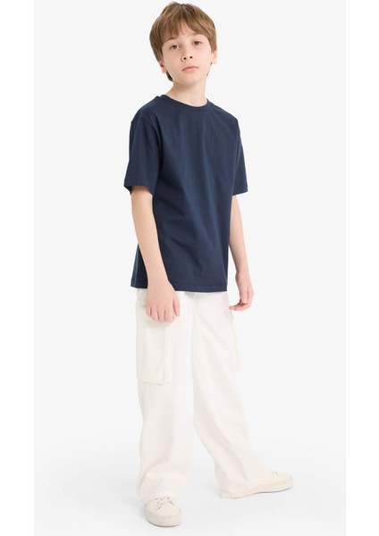 Erkek Çocuk Bisiklet Yaka Basic Düz Kısa Kollu Okul Tişörtü K1687A625AU fiyatları