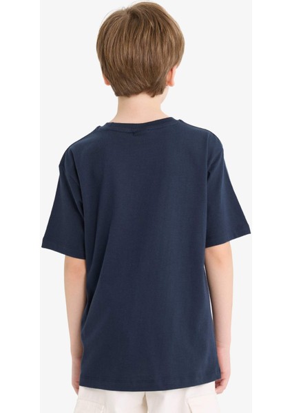 Erkek Çocuk Bisiklet Yaka Basic Düz Kısa Kollu Okul Tişörtü K1687A625AU