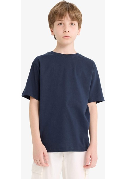 Erkek Çocuk Bisiklet Yaka Basic Düz Kısa Kollu Okul Tişörtü K1687A625AU modelleri