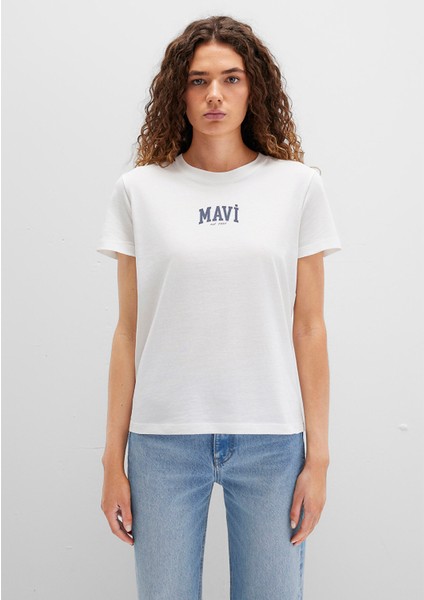 Mavi Logo Baskılı Ekru Tişört 1613412-70057 modelleri