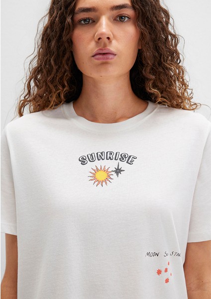 Sunrise Baskılı Beyaz Tişört 1613523-80194