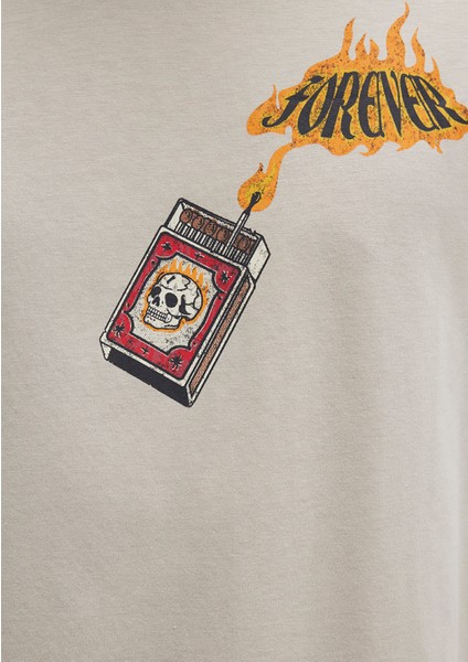 Forever Baskılı Bej Tişört 0612930-70322