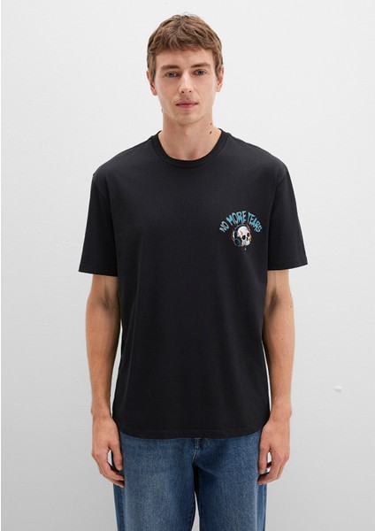 Kurukafa Baskılı Siyah Tişört 0612842-900 fırsatları