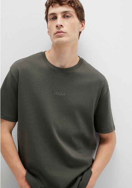 Mavi Logo Haki Basic İnterlok Tişört 0613102-71553