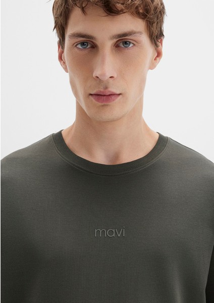 Mavi Logo Haki Basic İnterlok Tişört 0613102-71553