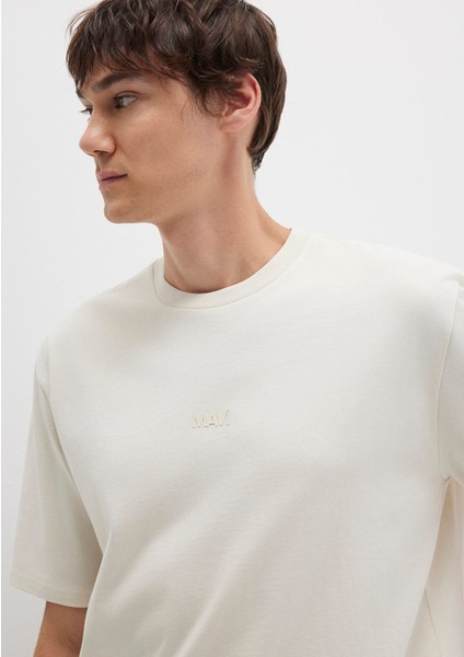 Mavi Logo Ekru Basic Tişört 0613093-70134