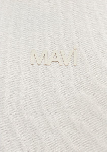 Mavi Logo Ekru Basic Tişört 0613093-70134