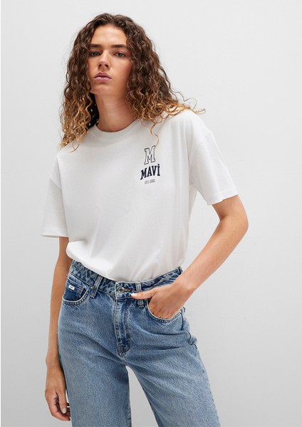 Mavi Logo Nakışlı Beyaz Tişört 1613467-70057 fiyatları