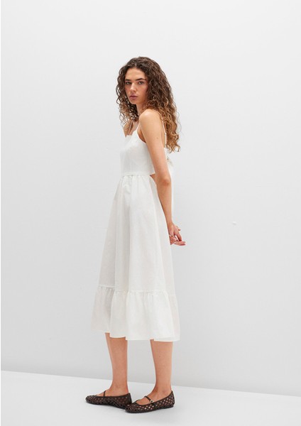 Sırt Detaylı Beyaz Elbise 1310804-70057