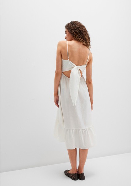 Sırt Detaylı Beyaz Elbise 1310804-70057 modelleri