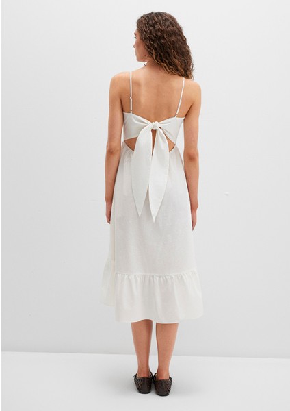 Sırt Detaylı Beyaz Elbise 1310804-70057 indirimleri