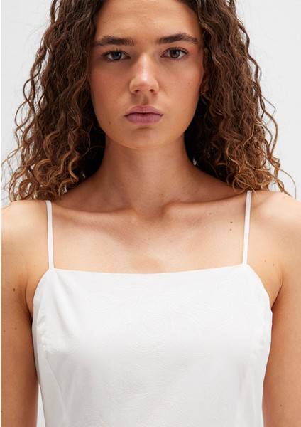 Sırt Detaylı Beyaz Elbise 1310804-70057