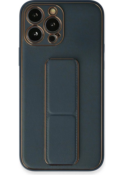 iPhone 13 Pro Kılıf Coco Deri Standlı Kapak - Mavi