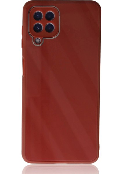 Samsung Galaxy A22 Kılıf Glass Kapak - Bordo