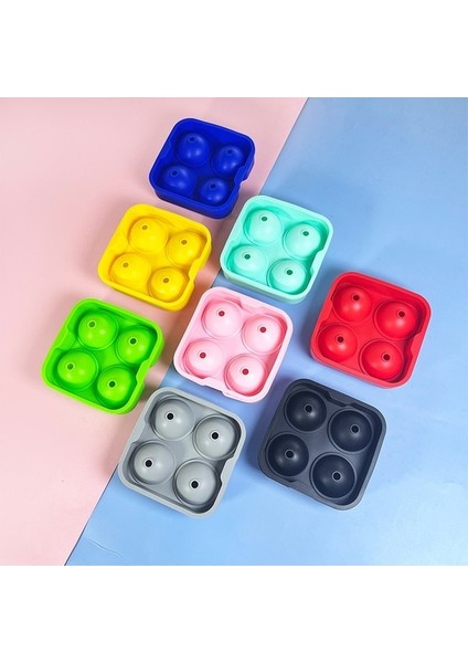 Sarı 4 Delikli Buz Topu Kalıbı Kapaklı ve Hunili Silikon Buz Küpü Makinesi Yeniden Kullanılabilir Buz Makinesi Buz Küpü Tepsisi Kokteyl Buz Küpü Kalıp (Yurt Dışından)