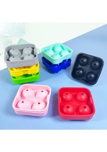 Sarı 4 Delikli Buz Topu Kalıbı Kapaklı ve Hunili Silikon Buz Küpü Makinesi Yeniden Kullanılabilir Buz Makinesi Buz Küpü Tepsisi Kokteyl Buz Küpü Kalıp (Yurt Dışından) fiyatları