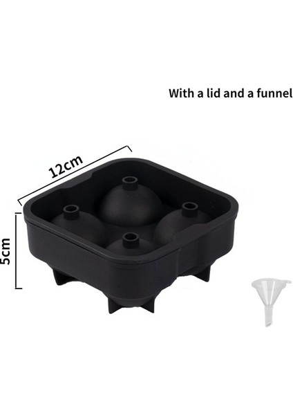 Sarı 4 Delikli Buz Topu Kalıbı Kapaklı ve Hunili Silikon Buz Küpü Makinesi Yeniden Kullanılabilir Buz Makinesi Buz Küpü Tepsisi Kokteyl Buz Küpü Kalıp (Yurt Dışından) fırsatları