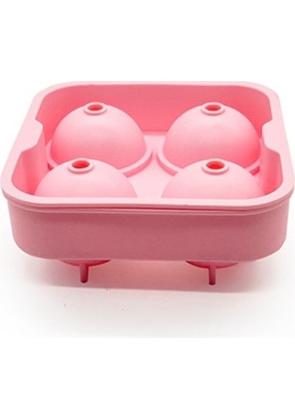 Pembe 4 Delikli Buz Topu Kalıbı Kapaklı ve Hunili Silikon Buz Küpü Makinesi Yeniden Kullanılabilir Buz Makinesi Buz Küpü Tepsisi Kokteyl Buz Küpü Kalıp (Yurt Dışından) indirimleri