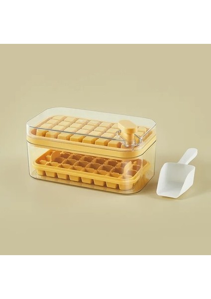 2 Tepsili Sarı Saklama Kutulu Yuvarlak Buz Küpü Tepsisi Dondurucu Için Hızlı Kalıptan Çıkarılan Buz Küpü Kalıpları Yaratıcı Parti Mutfak Soğutma Içeceği Buz Tepsisi Yurt Dış (Yurt Dışından)
