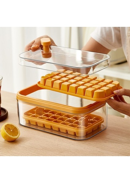 2 Tepsili Sarı Saklama Kutulu Yuvarlak Buz Küpü Tepsisi Dondurucu Için Hızlı Kalıptan Çıkarılan Buz Küpü Kalıpları Yaratıcı Parti Mutfak Soğutma Içeceği Buz Tepsisi Yurt Dış (Yurt Dışından) fiyatları