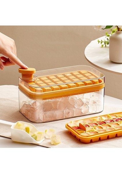 2 Tepsili Sarı Saklama Kutulu Yuvarlak Buz Küpü Tepsisi Dondurucu Için Hızlı Kalıptan Çıkarılan Buz Küpü Kalıpları Yaratıcı Parti Mutfak Soğutma Içeceği Buz Tepsisi Yurt Dış (Yurt Dışından) fırsatları