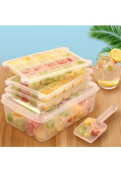 Dondurucu Için Küçük Buz Küpü Tepsileri, 3 Paket, 60 Buz, Kolay Serbest Bırakma, Küçük Kare Buz Küpü Kalıbı, Kutulu Istifleme Buz Yapma Tepsisi, Kahve Için Küçük Buz Küpü Tepsileri (Yurt Dışından)
