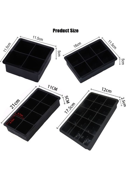 Kapak Yok-4plaid 1 Adet 4/6/8/15 Izgara Büyük Buz Kalıbı Kalıp Dev Jumbo Büyük Gıda Sınıfı Silikon Buz Küpü Kare Tepsi Kalıp Dıy Buz Yapım Makinesi Buz Küpü Tepsisi (Yurt Dışından) modelleri