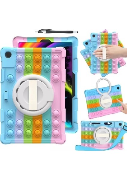 Samsung Galaxy Tab A9 8,7inç X110 X115 X117 Çocuk Kılıfı Antishock Patpatcık 360STANDLI+KALEM (Yurt Dışından)