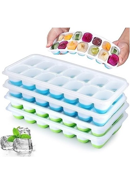4 Paket Buz Küpü Tepsisi, Jrısbo Bpa Içermeyen Silikon Buz Küpü Kalıpları Lfgb Sertifikalı, Bebek Maması Için Istiflenebilir Buz Küpü Kalıbı, ve Içecek Soğutucu, Esnek ve Kola Yurt D (Yurt Dışından)