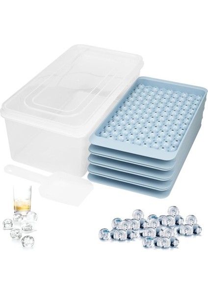 Paket Mini Buz Küpü Tepsileri, Kovalı ve Kepçeli, Küçük Yuvarlak Buz Küpü Tepsileri Kolay Çıkarılabilir, 104X4 Pcs Kokteylleri Soğutmak Için Minik Buz Küpü Tepsisi Buz Tepsisi Visk Yu (Yurt Dışından)